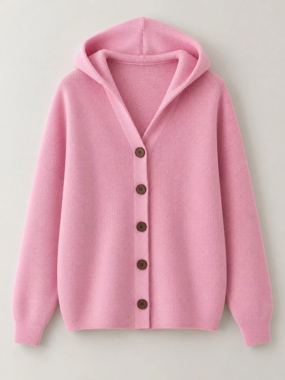 Full Size Hooded Button-Down Knit Cardigan Plus Size - Dusty Pink - View 11