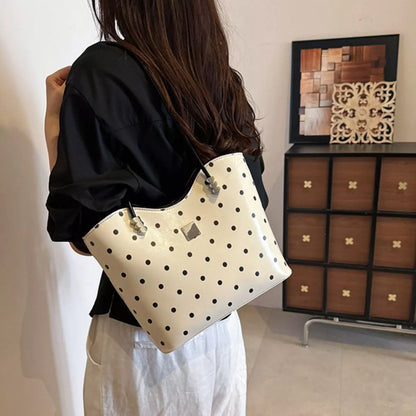 Polka Dot Shoulder Bag - White - View 1
