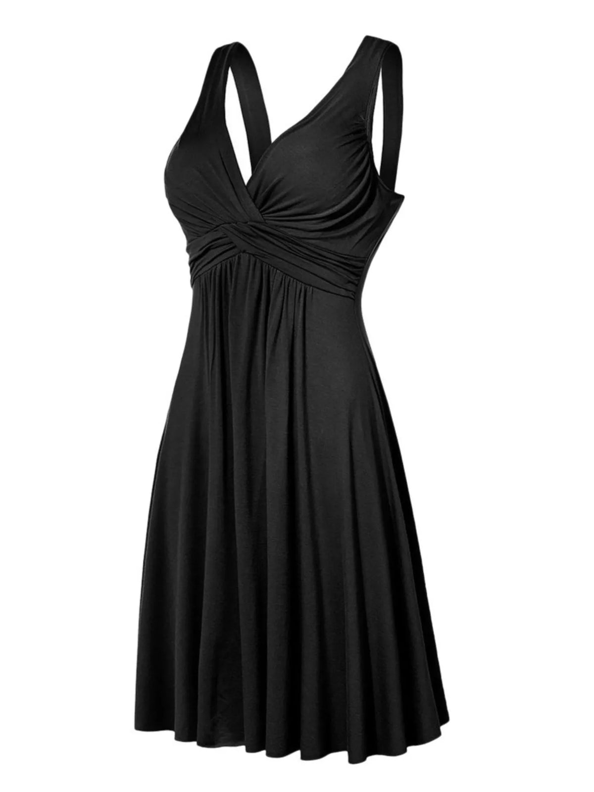 Full Size Twisted Sleeveless Ruched Waist A-Line Dress Plus Size - Black - View 2