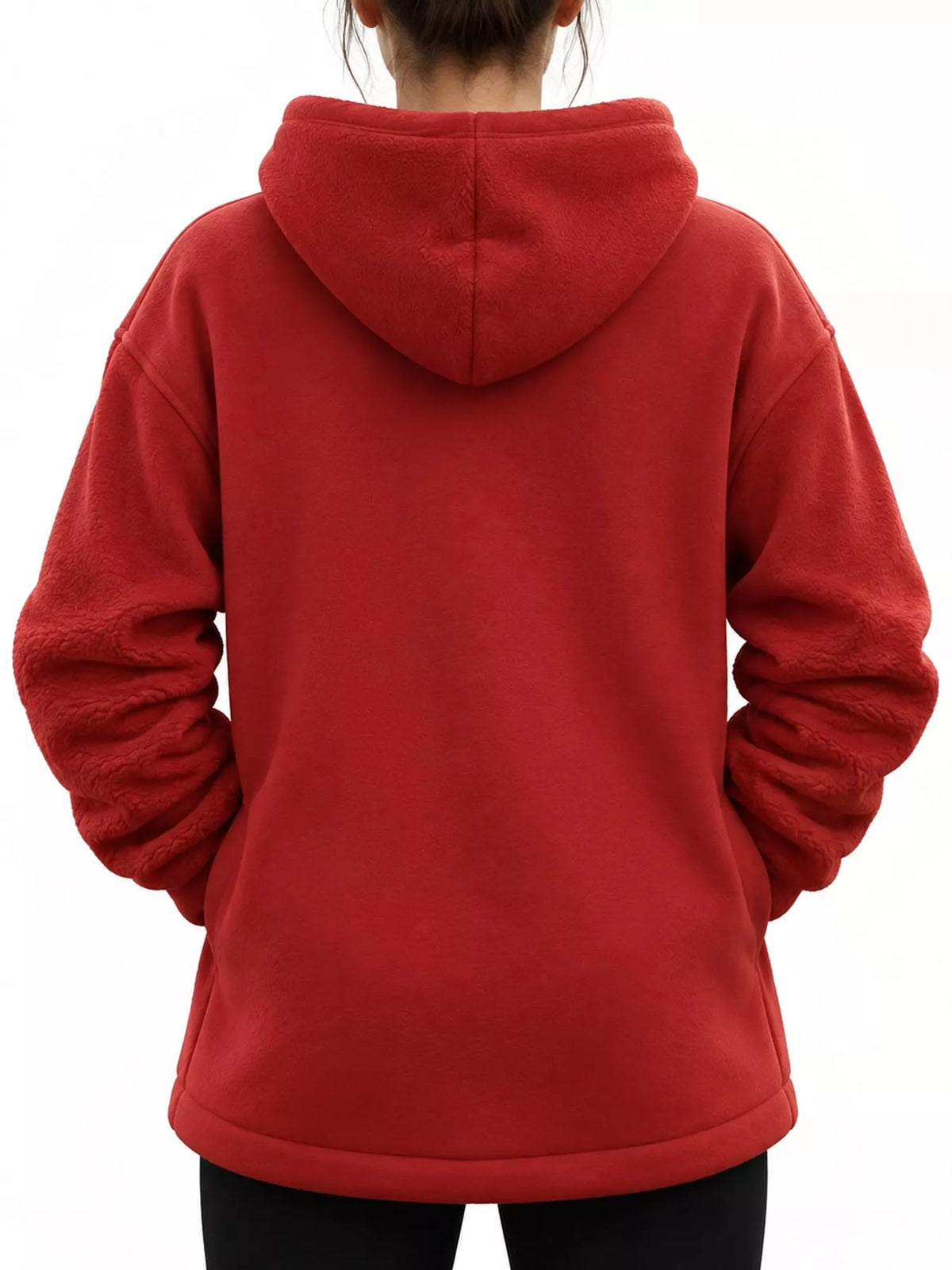 Full Size Fleece Pet-Carrying Hoodie with Cat Pouch Plus Size - Red - View 2