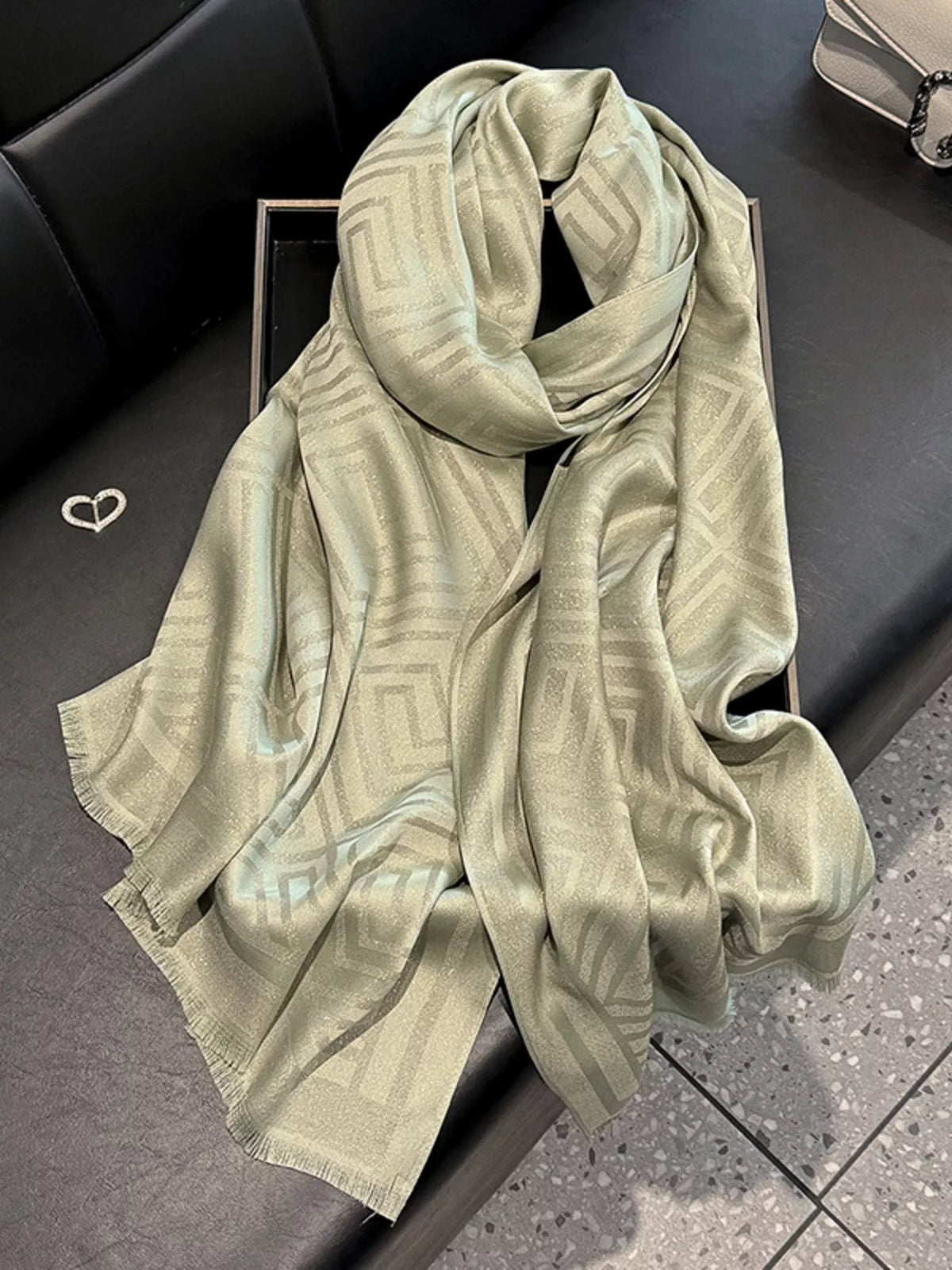 Raw Hem Lightweight Scarf - Matcha - View 17