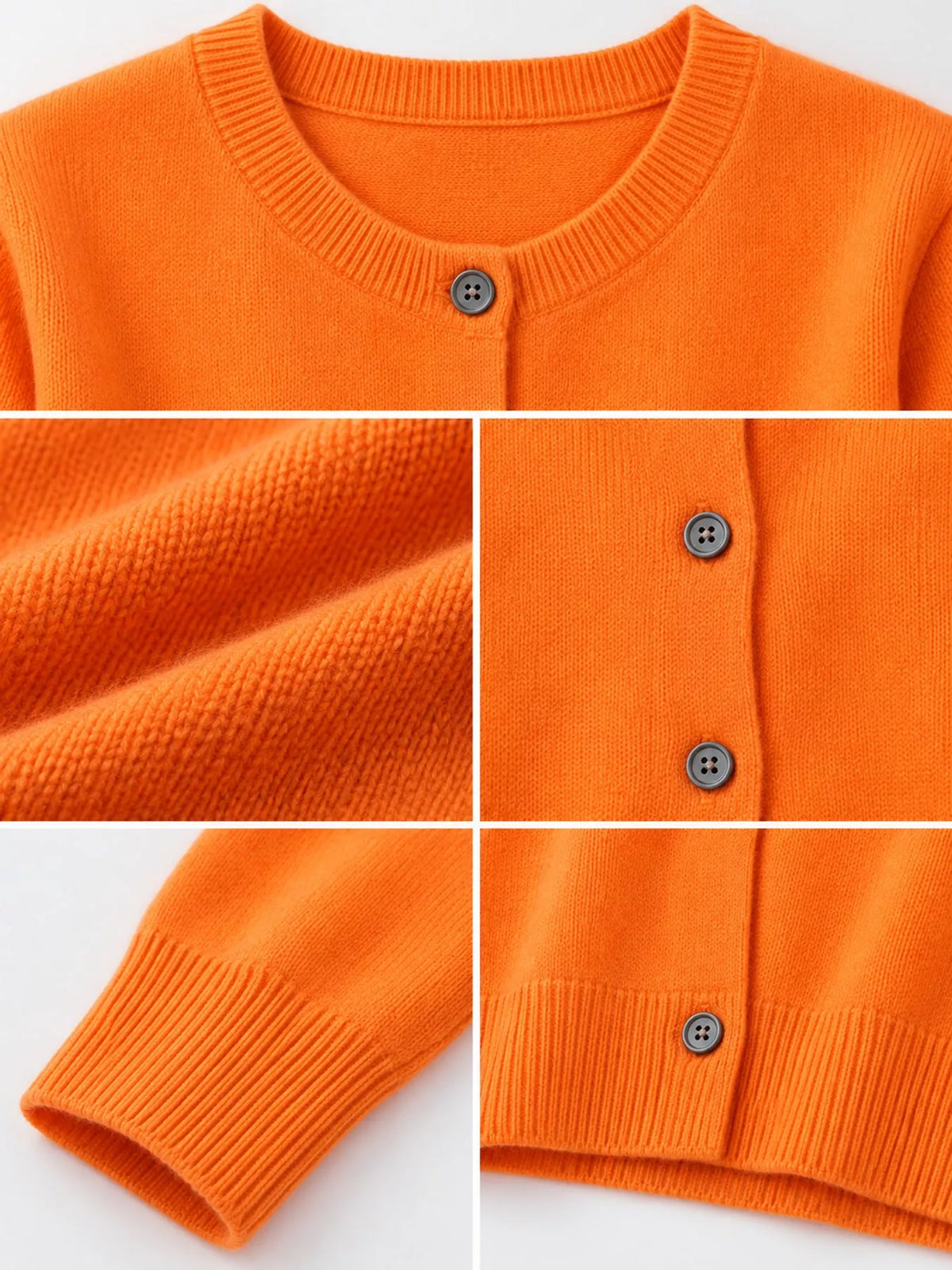 Crew-Neck Button-Down Cardigan - Hermès Orange - View 74