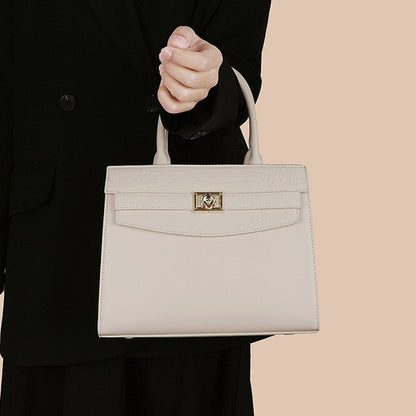 Top Handle Leather Handbag - Ivory - View 1
