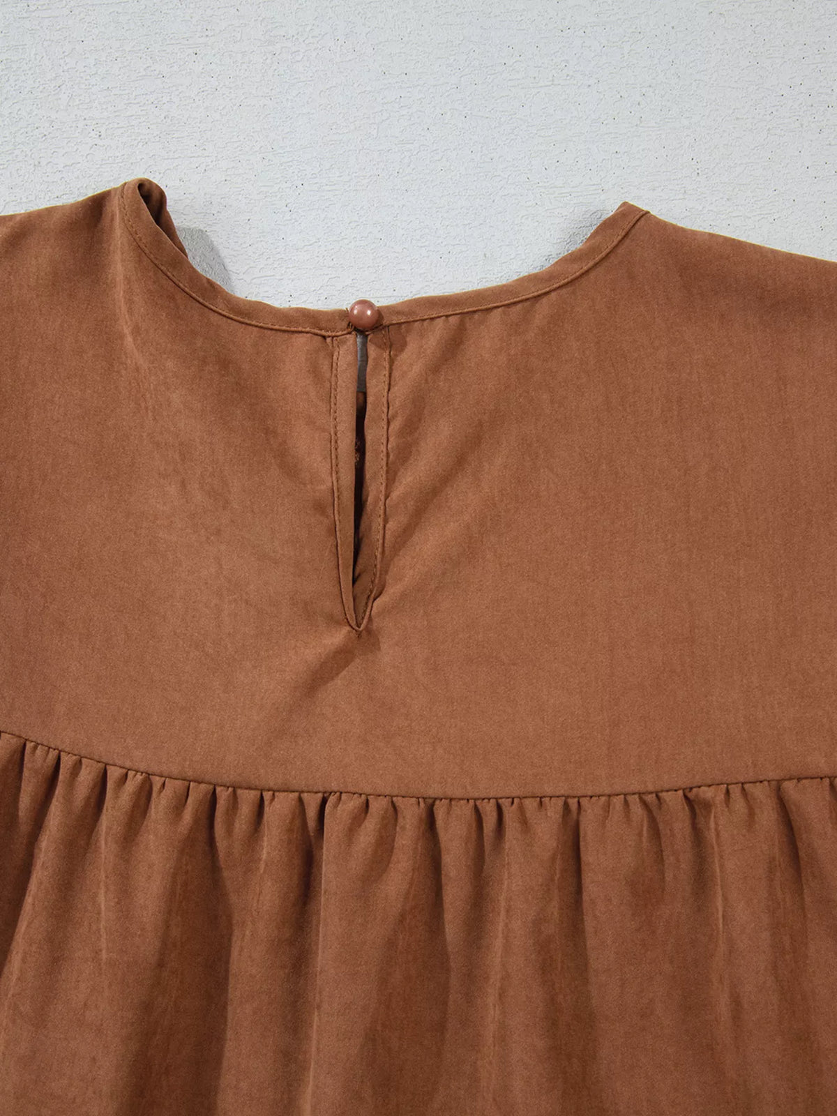 Floral Lace Crochet Tiered Ruffled Mini Dress - Caramel - View 8