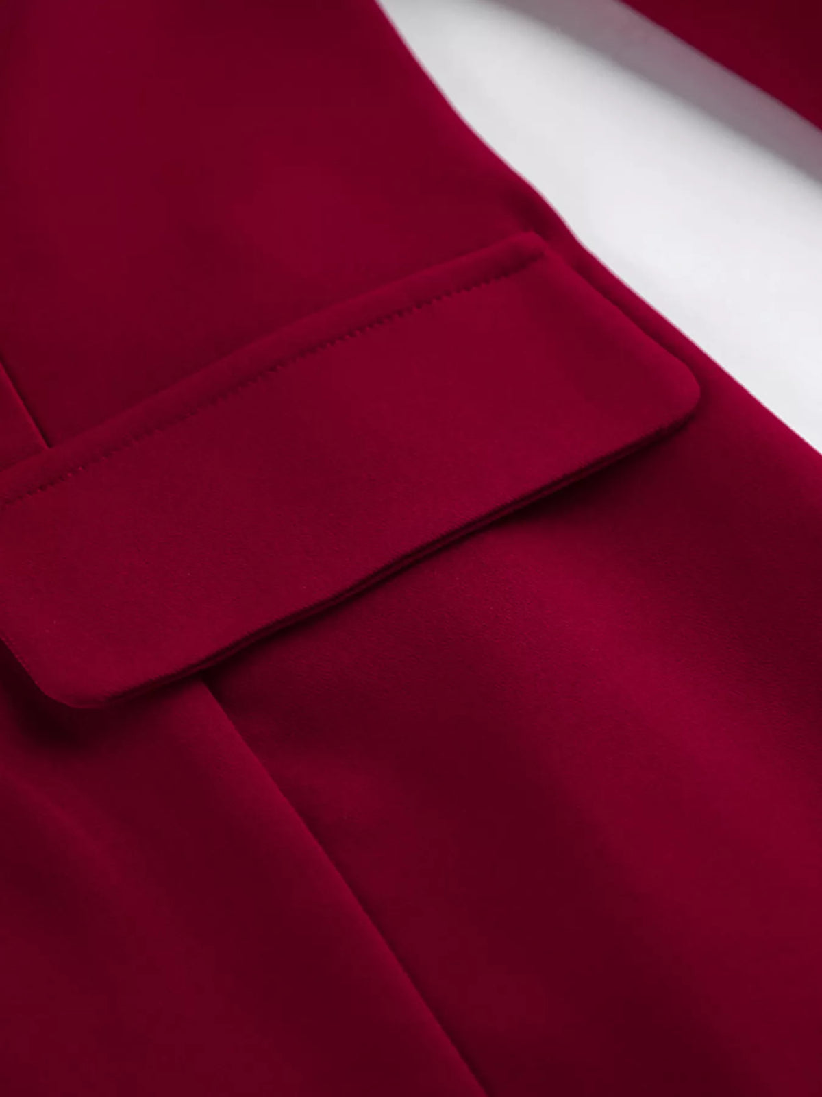 Single-Breasted Blazer and Wide-Leg Pants Set - Burgundy - View 13