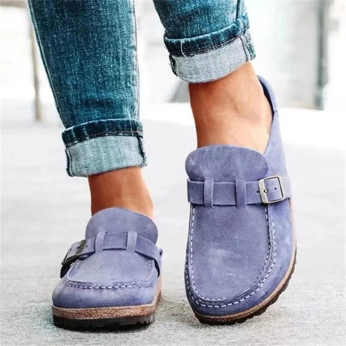 Round Toe Slip-Ons - Purple - View 1