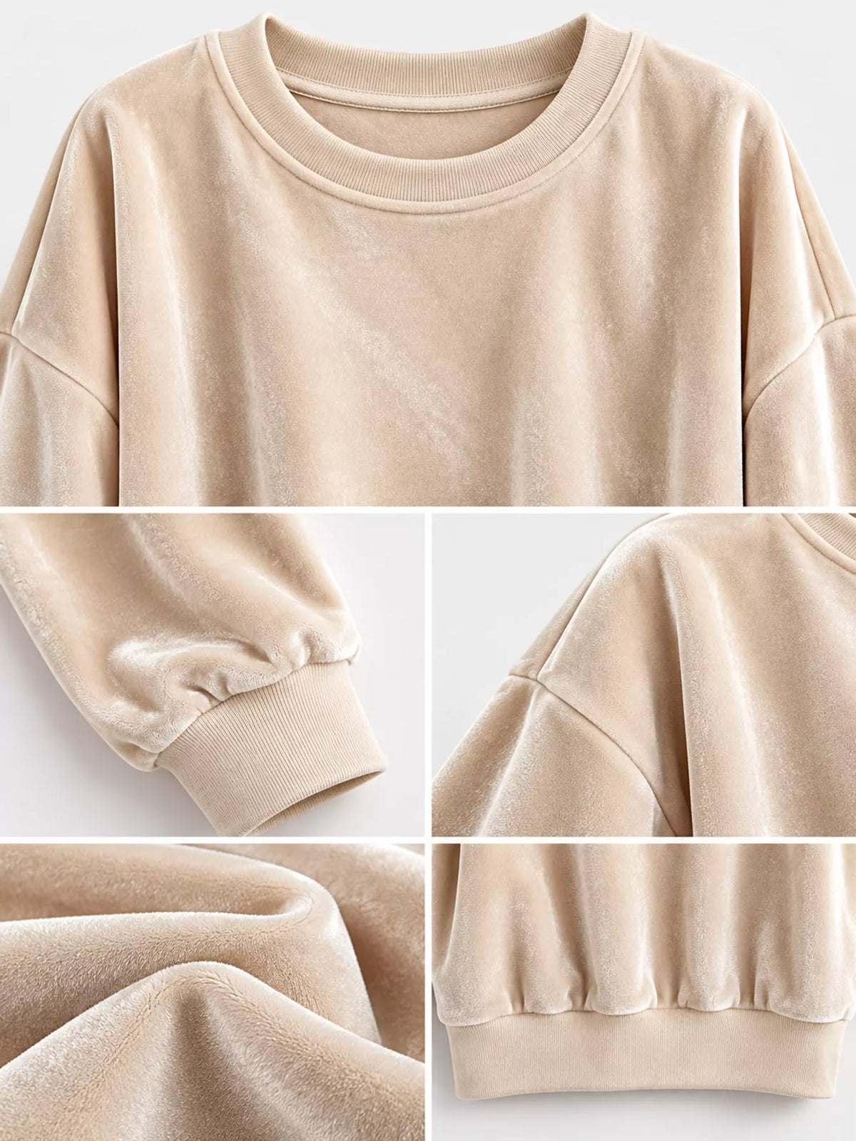 Full Size Crew Neck Drop Shoulder Sweatshirt Plus Size - Apricot Color - View 22