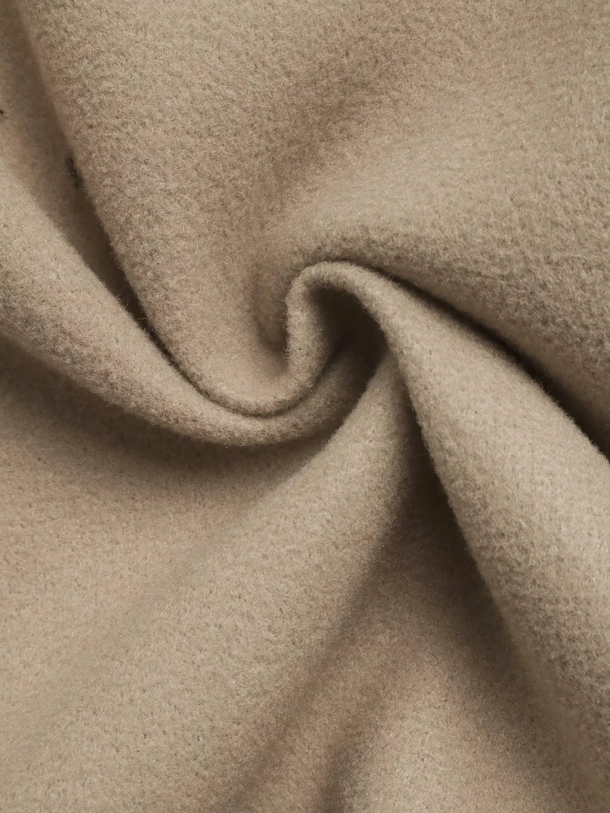 Double-Breasted Lapel Collar Longline Coat - Khaki - View 8