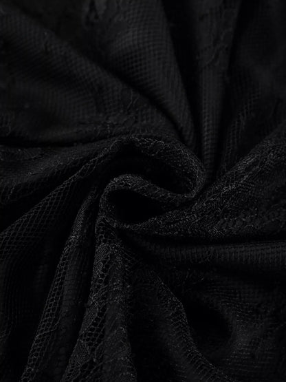 Lace V-Neck Sleeveless Maxi Dress - Black - View 14