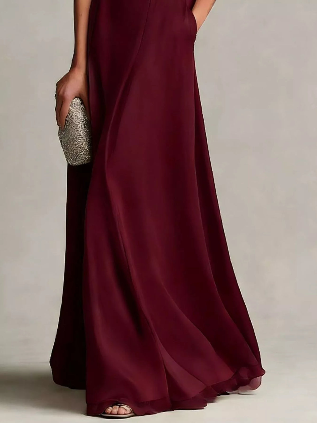 Full Size Satin Crop Top and Maxi Skirt Two-Piece Set Plus Size - Wine Red - View 3