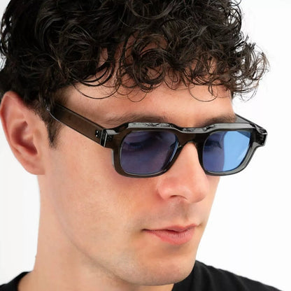 Vintage Rectangular Sunglasses - Black - View 2