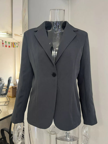 Slim-Fit Single-Button Casual Blazer - Dark Gray - View 2