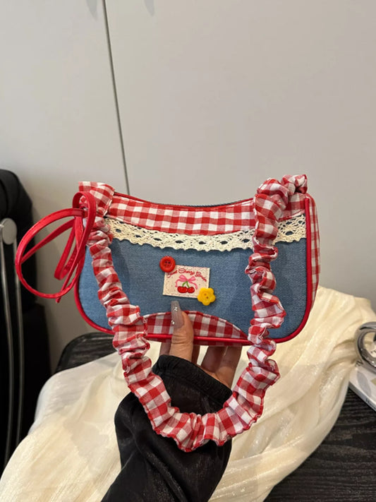 Cherry Plaid Strap Crossbody Bag - product photo 2
