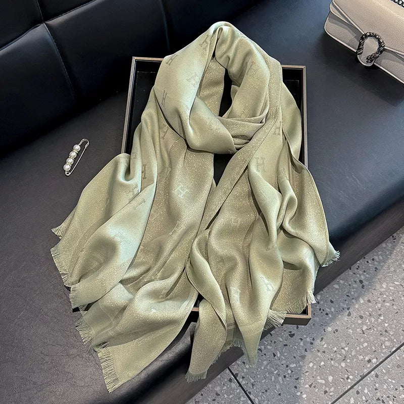 Raw Hem Scarf - Light Green - View 8