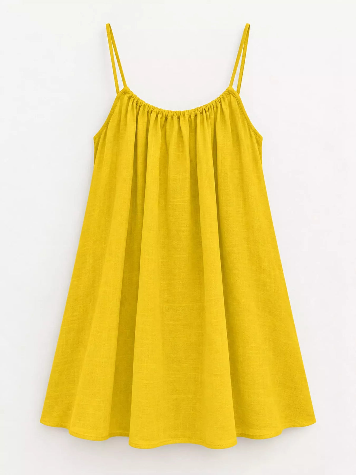 Full Size Backless Spaghetti Strap A-Line Mini Dress Plus Size - Yellow-Style C - View 63