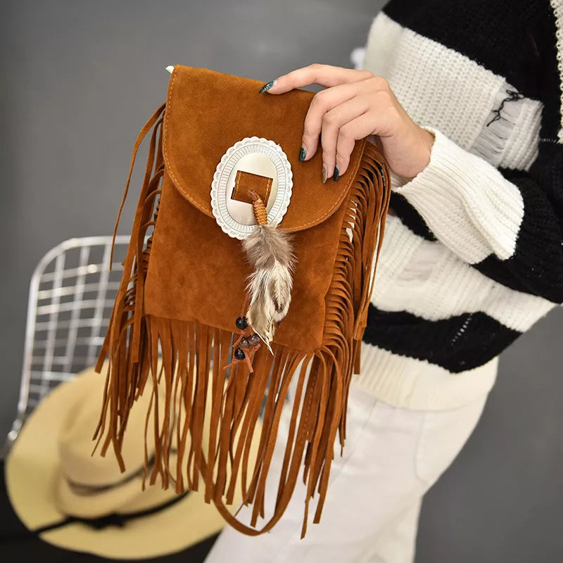 Fringe Tassel Crossbody Bag - Brown - View 6