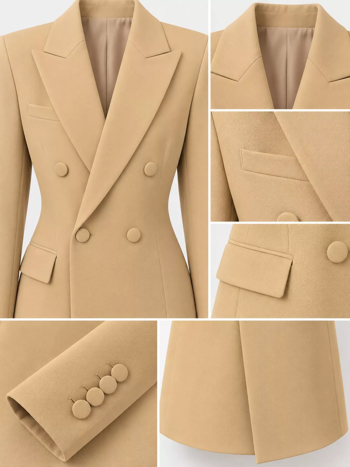 Full Size Double-Breasted Slim-Fit Blazer Plus Size - Mustard Yellow - View 23