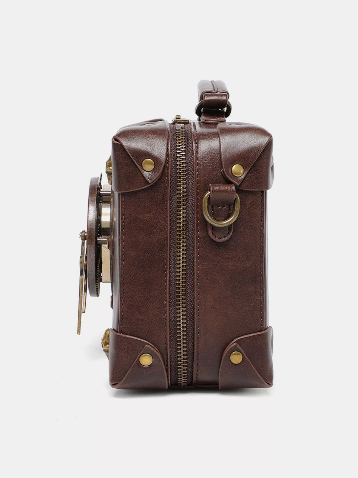 Steampunk Clockwork Design Crossbody Bag - Brown - View 3