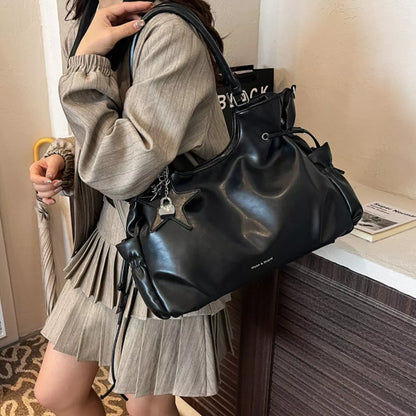 PU Leather Shoulder Bag - Black - View 4