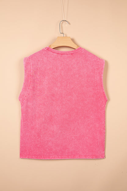 Bonbon Toner Washed Wild West Whiskey Print Sleeveless Muscle Top - Bonbon - 4
