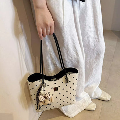 Polka Dot Shoulder Bag - White - View 5