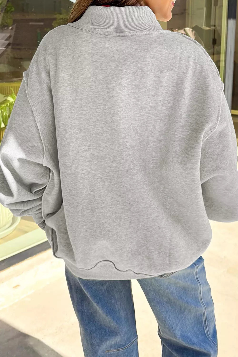 Reversible Halloween Graphic Mock Neck Tunic Sweatshirt - All Colors - View 2
