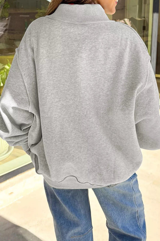 Reversible Halloween Graphic Mock Neck Tunic Sweatshirt - All Colors - View 2