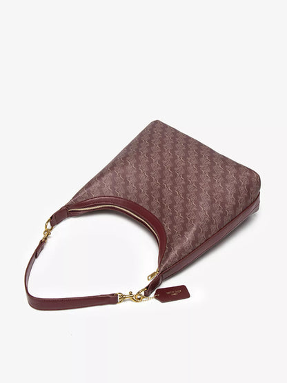 Printed PU Leather Shoulder Bag - Wine Red - View 10