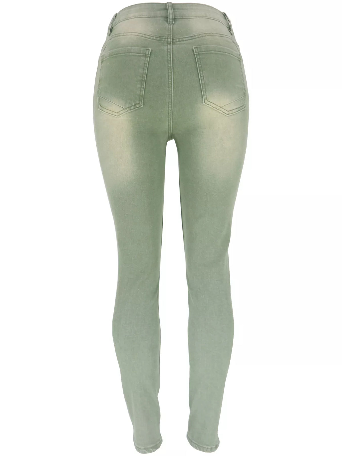 High-Waisted Slim-Fit Jeans - Green - View 9