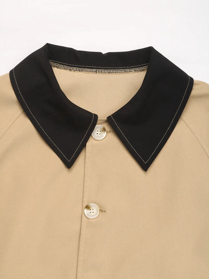 Color Block Button-Up Casual Jacket - Khaki - View 7