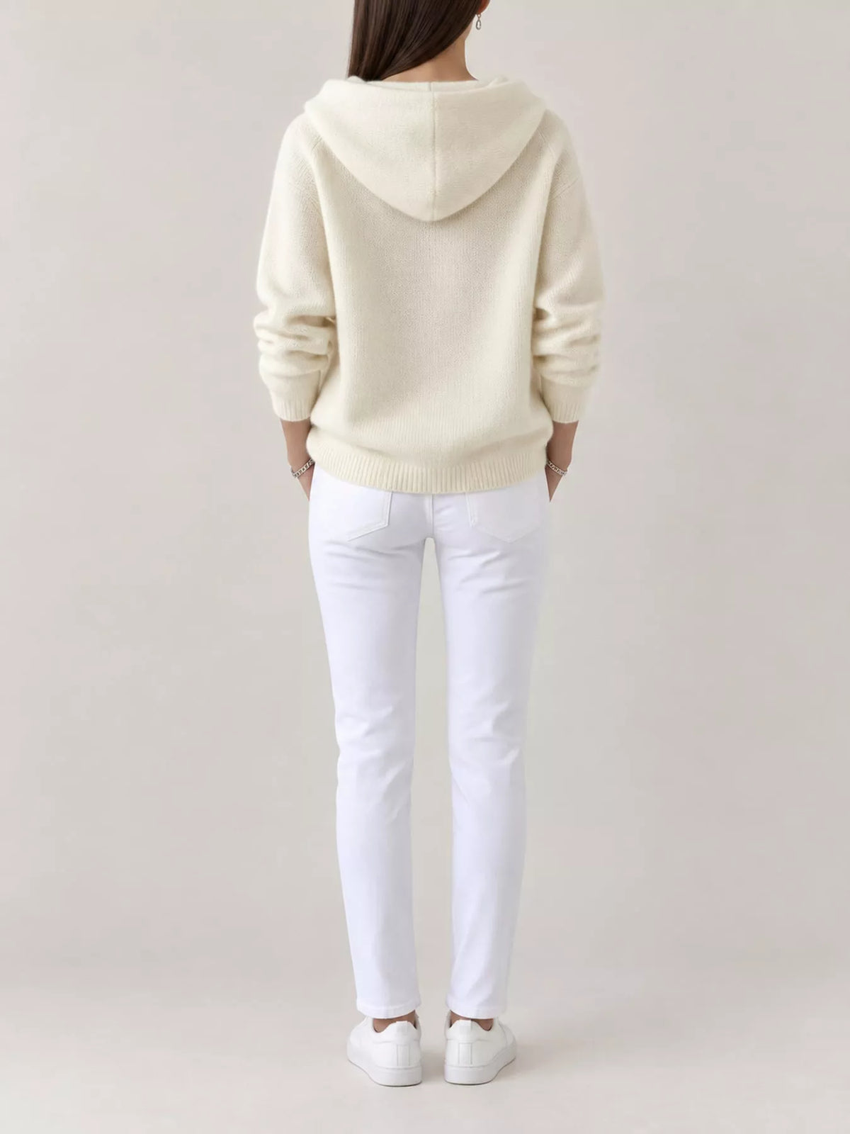 Full Size Hooded Button-Down Knit Cardigan Plus Size - Ivory - View 21