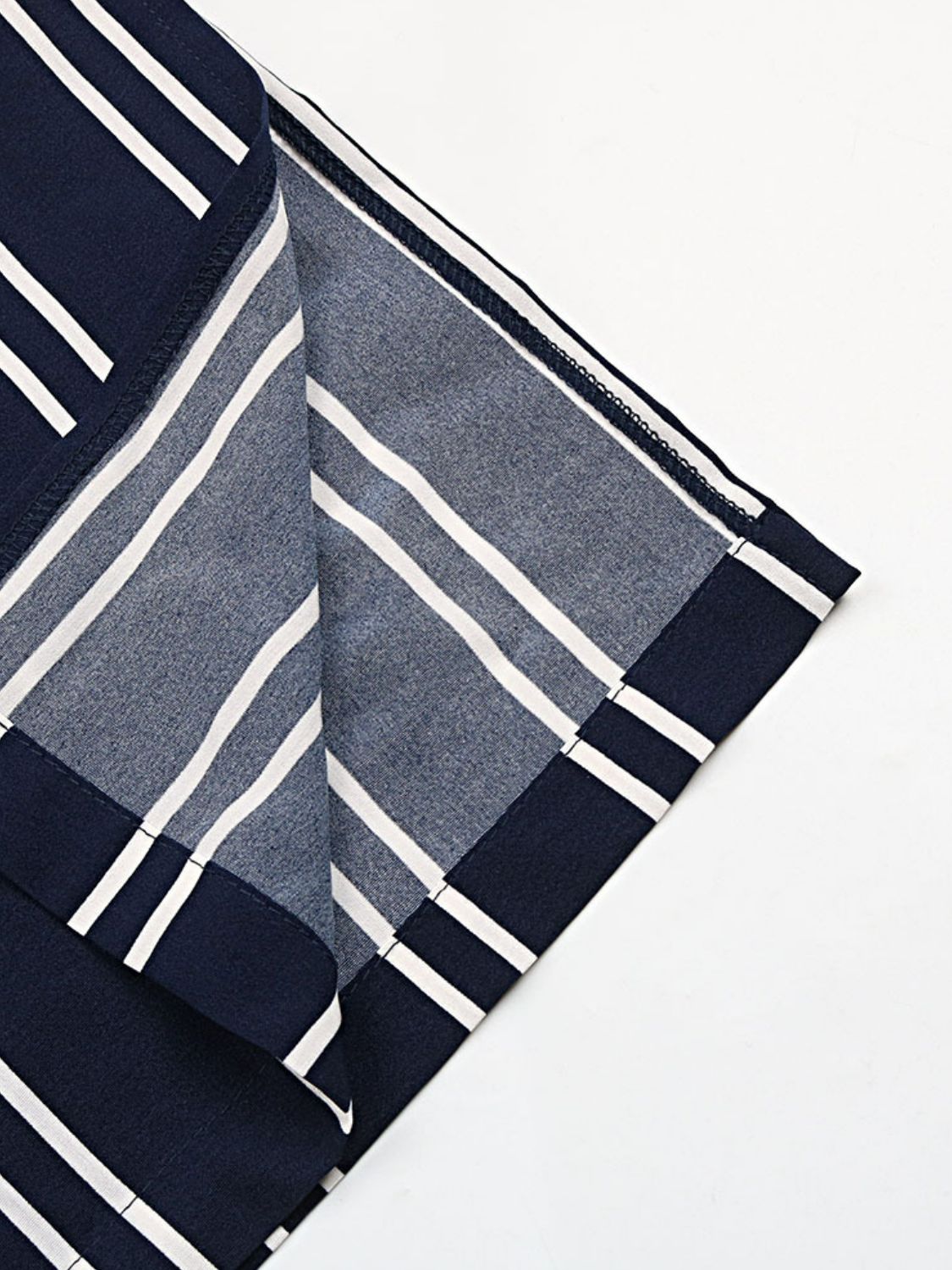 Perfee Striped Slit Wide Leg Pants - Dark Blue - View 7