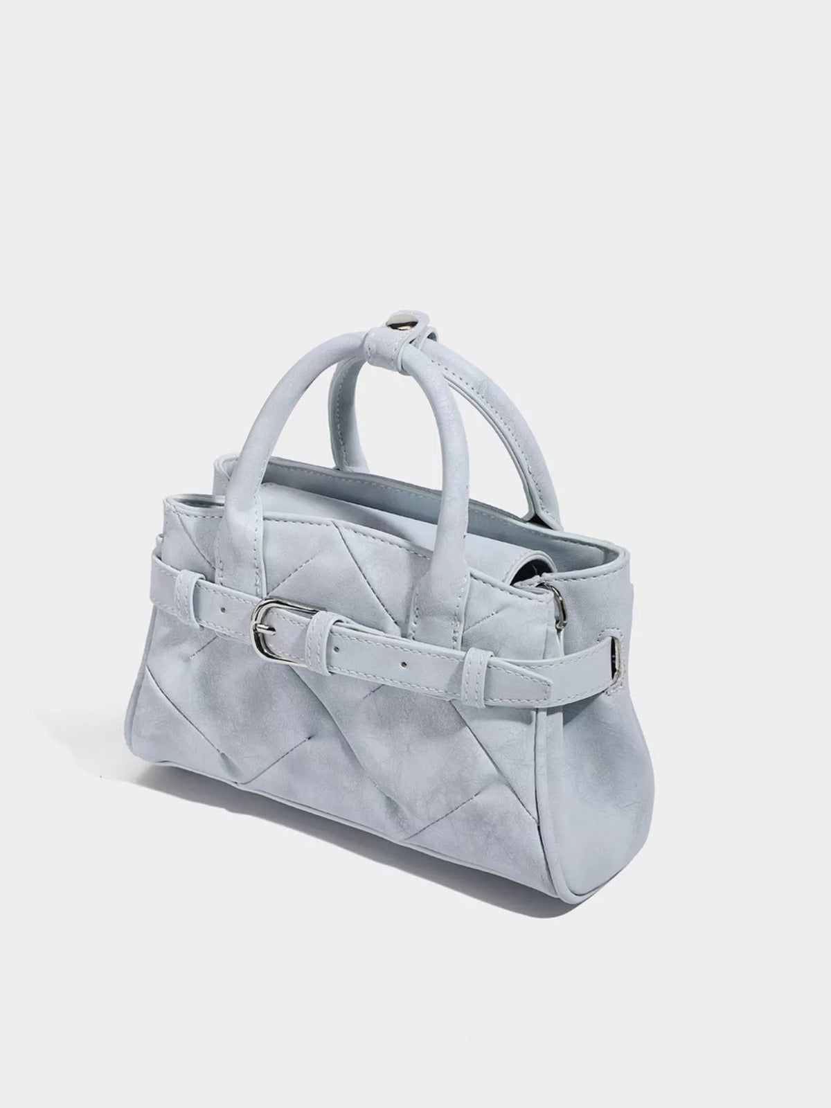 Quilted Buckle Accent Crossbody Bag - Blue - View 2