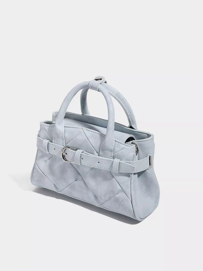 Quilted Buckle Accent Crossbody Bag - Blue - View 2
