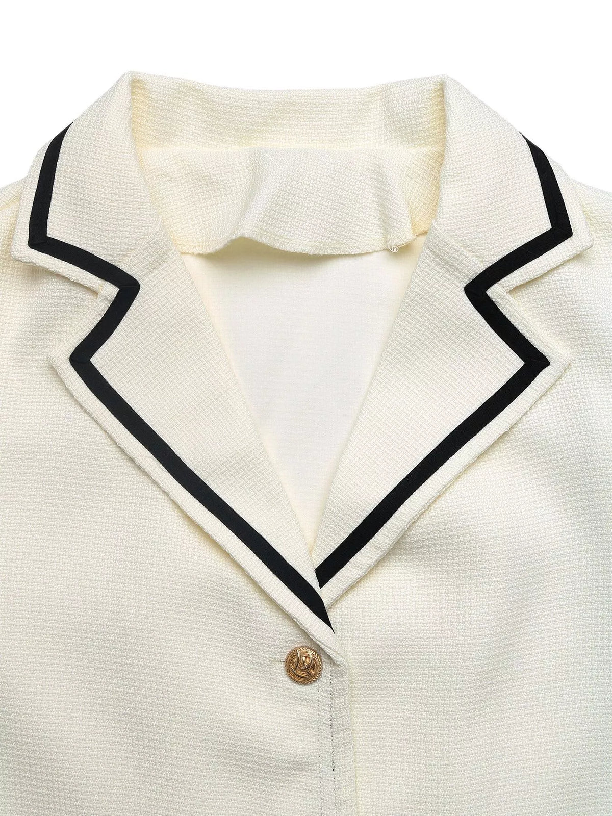 Contrast Trim Button-Up Blazer - Beige - View 7