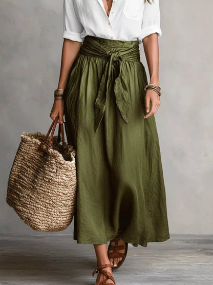 Full Size Button-Down Shirt and Skirt Set Plus Size - White - View 3