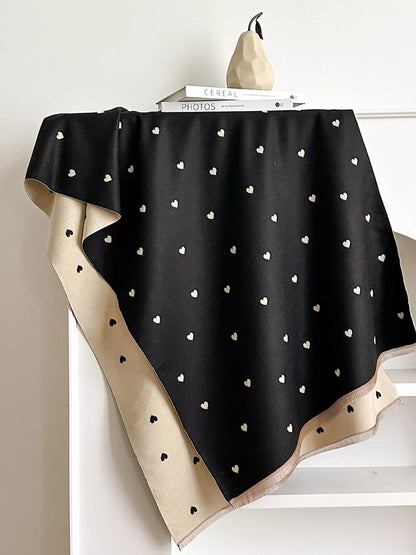 Heart Raw Hem Scarf - Black - View 2