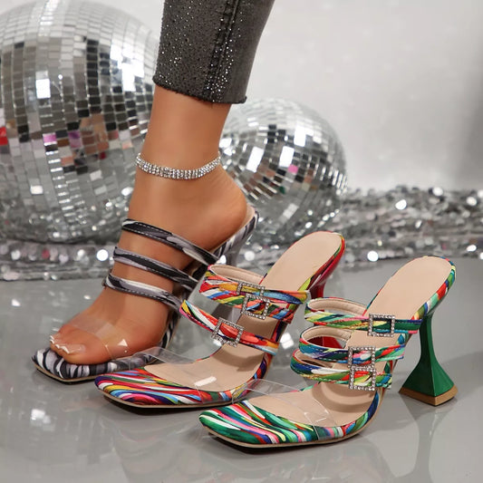 Open Toe Flare Heels Sandals - Color comparison - View 1