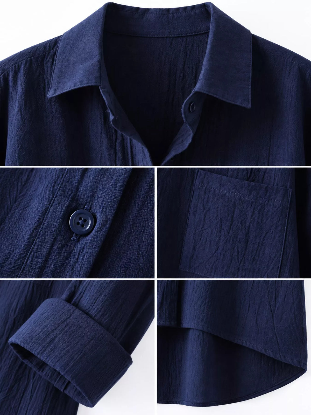 Full Size Casual Button-Down Shirt with Dual Chest Pockets Plus Size - Navy - View 31