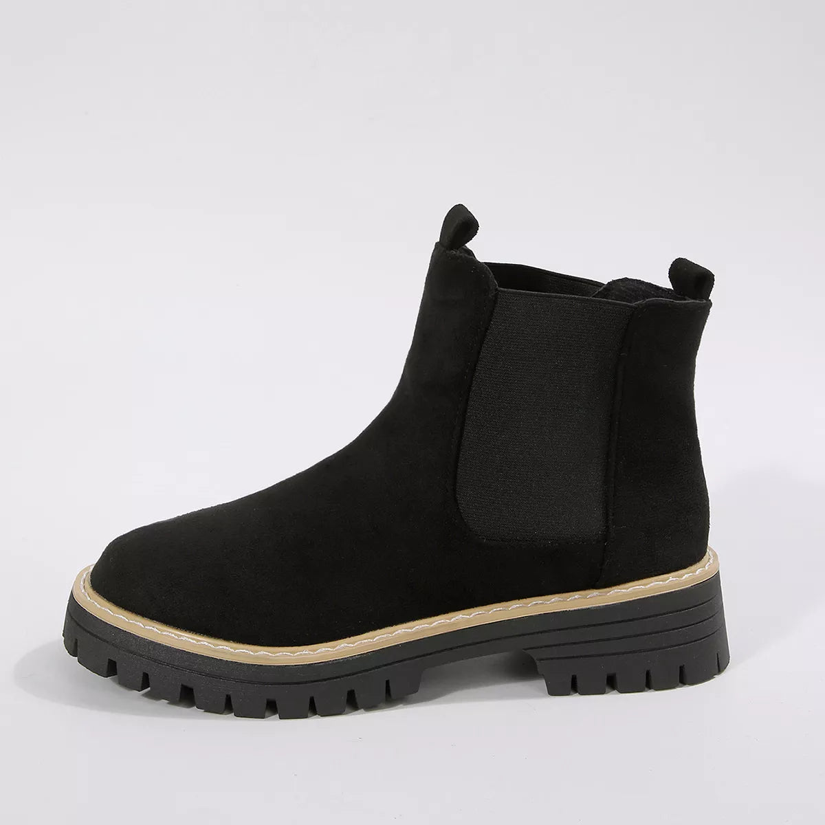 Round Toe Block Heels Boots - Black - View 6