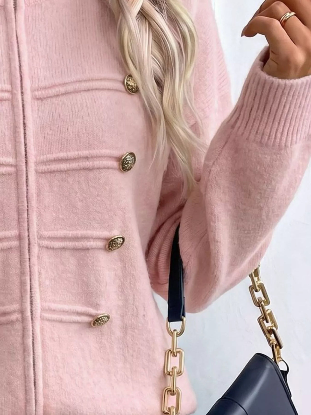 Zip-Up Long Sleeve Cardigan - Pink - View 8