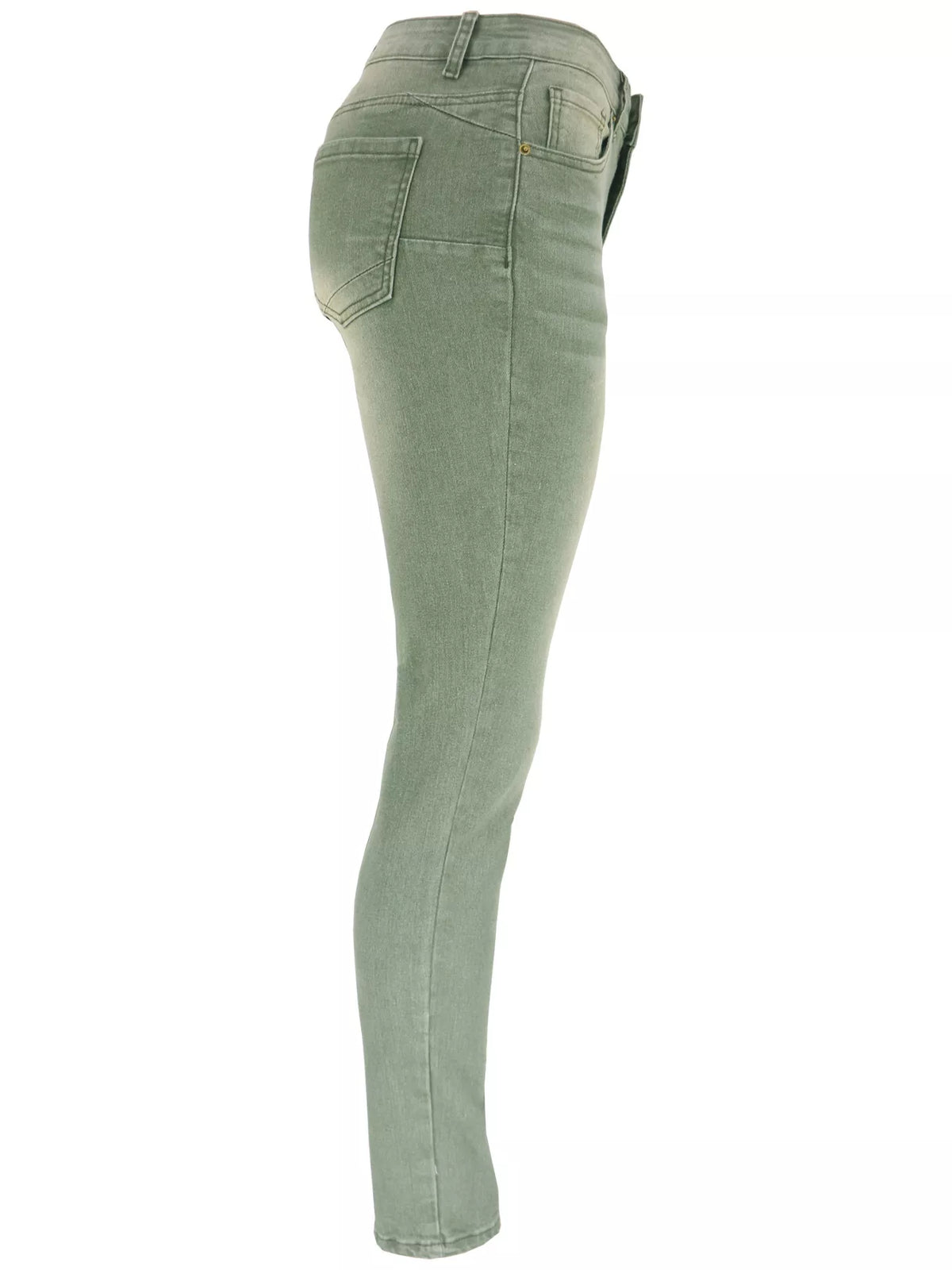 High-Waisted Slim-Fit Jeans - Green - View 8