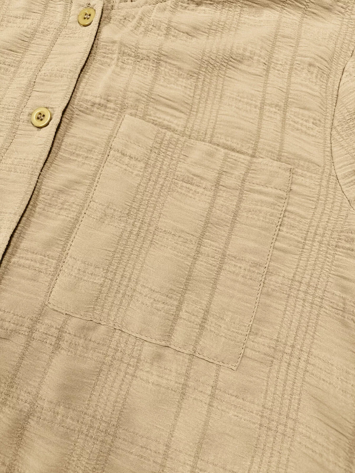 Frill Button Down Long Sleeve Shirt - Yellow - View 3