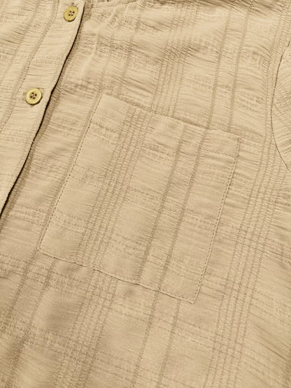 Frill Button Down Long Sleeve Shirt - Yellow - View 3
