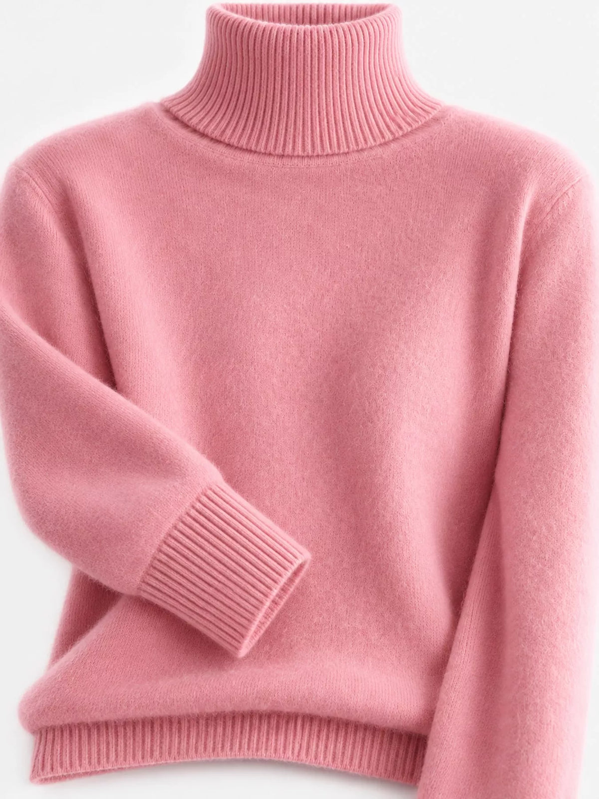 Full Size Turtleneck Long Sleeve Sweater Plus Size - Dusty Pink - View 40