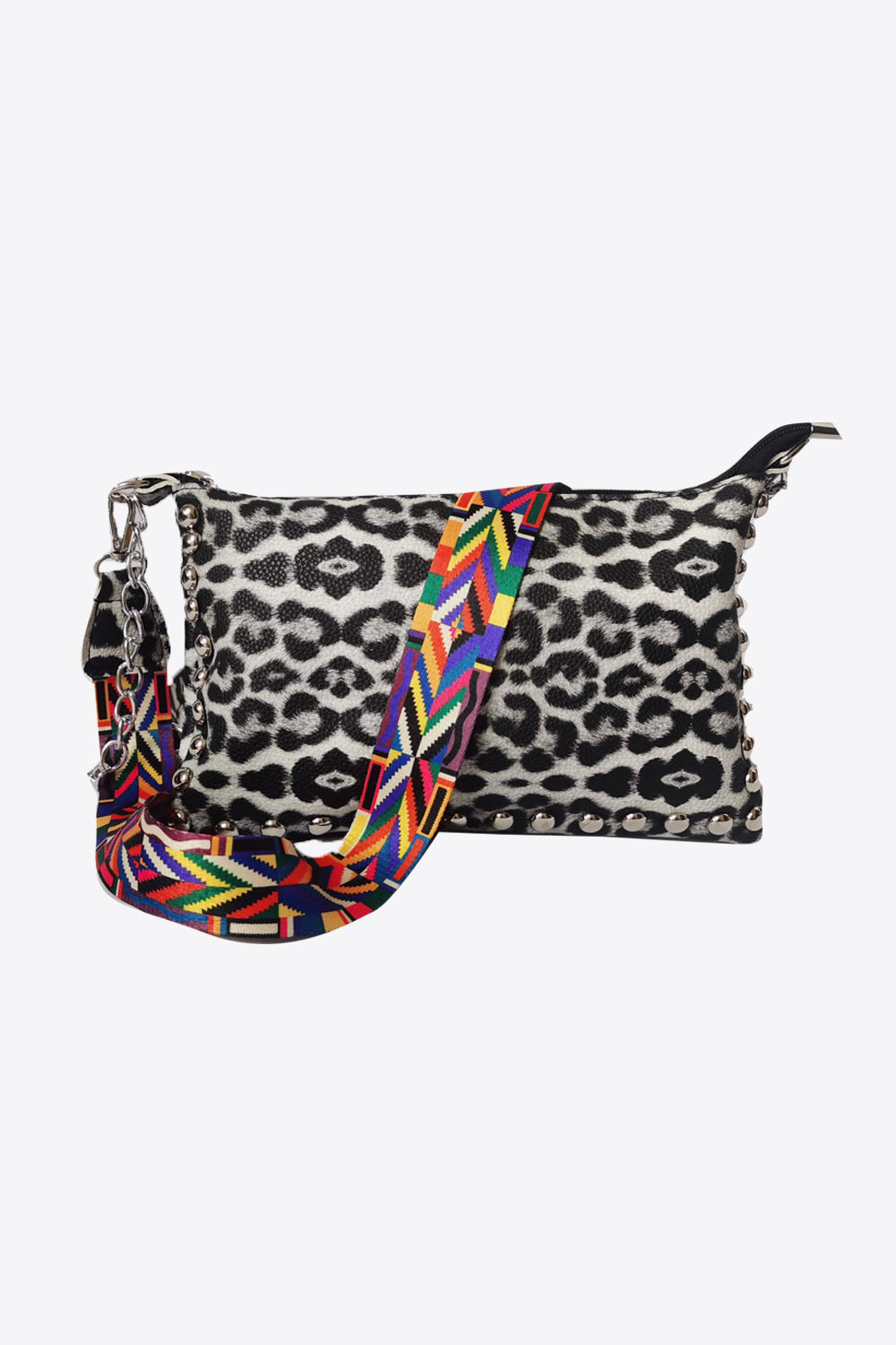 Adored PU Leather Studded Shoulder Bag - Black - View 6