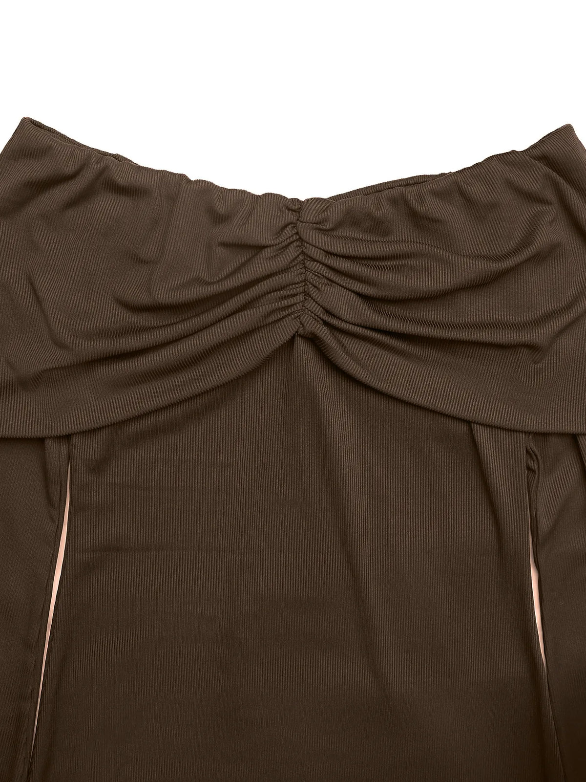 Off-Shoulder Long Sleeve Bodycon Maxi Dress - Coffee Brown - View 7