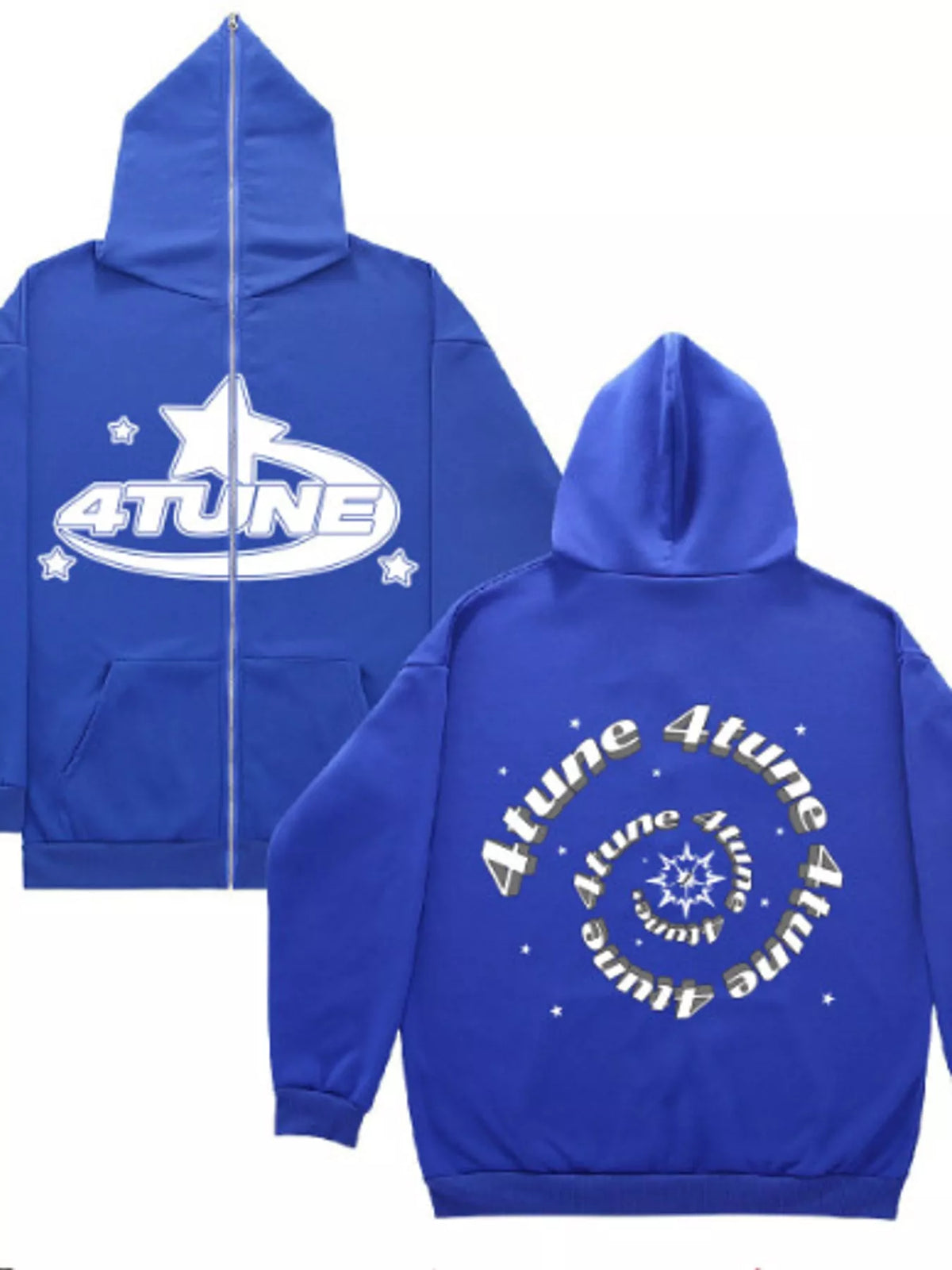 Full Size Letter Graphic Zip Up Hoodie Plus Size - Royal Blue - View 13