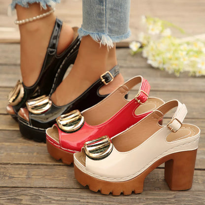 Open Toe Block Heels Sandals - Color comparison - View 1