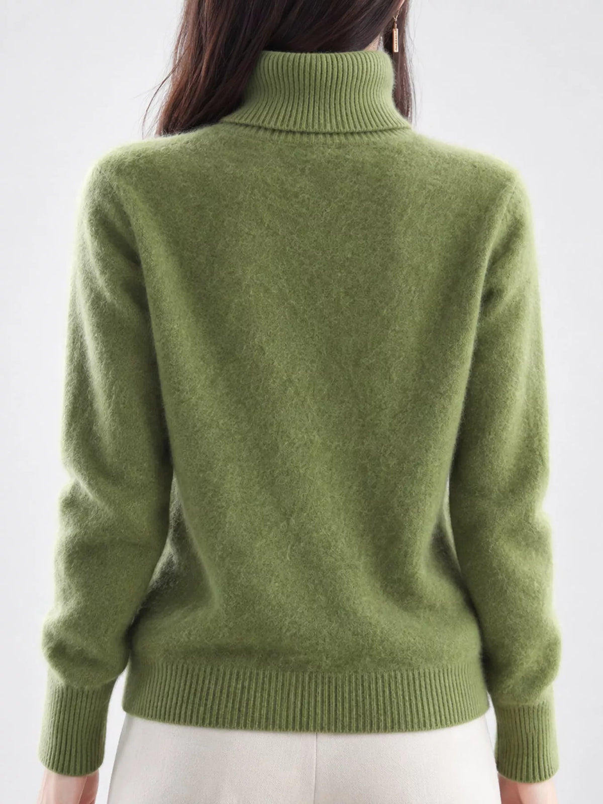Full Size Turtleneck Long Sleeve Sweater Plus Size - Avocado Green - View 54